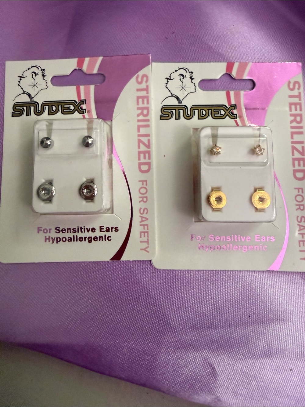 STUDEX Hypoallergenic Ear Studs Set — Silver & Gold
